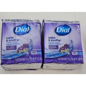 Dial Calm & Soothe Lavender Jasmine Antibacterial Bar Soap 4oz 2 Packs of 3 Bars